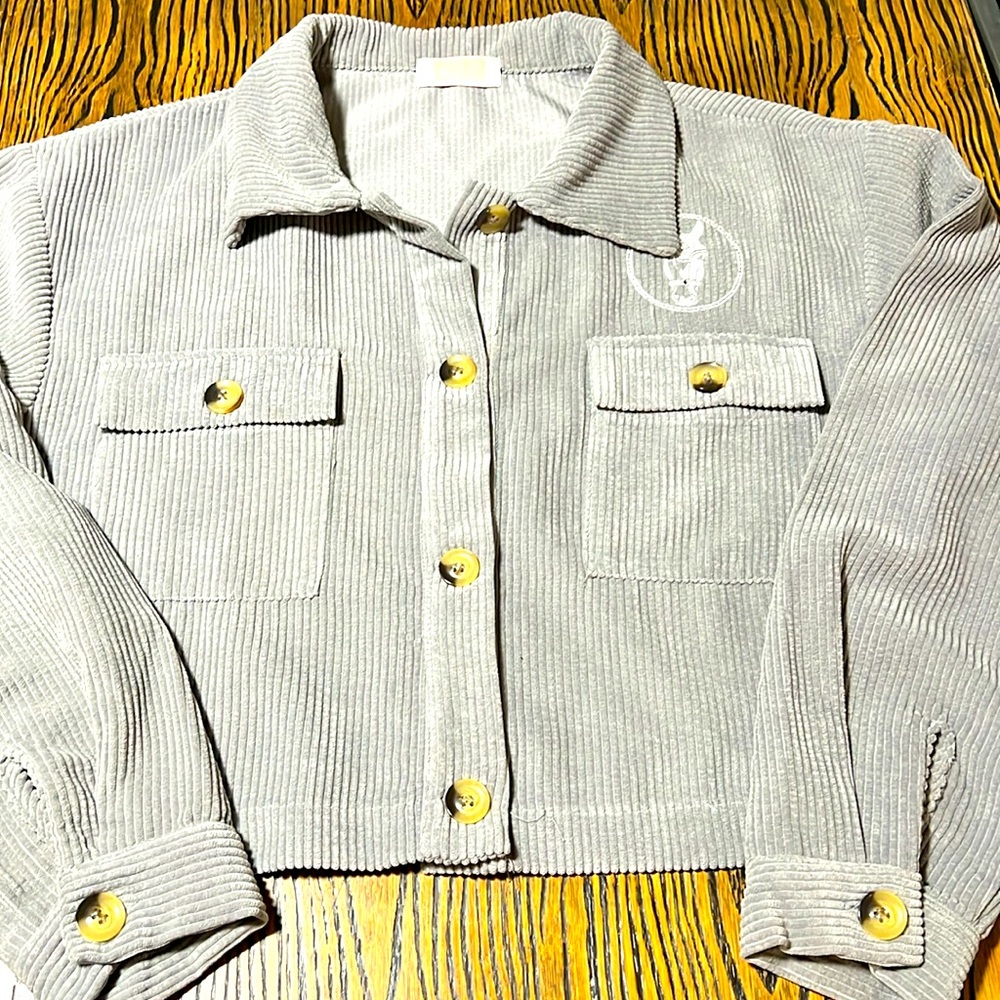 C+D=M gray, super soft corduroy crop jacket